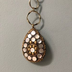 Gold and shell drop statement necklace